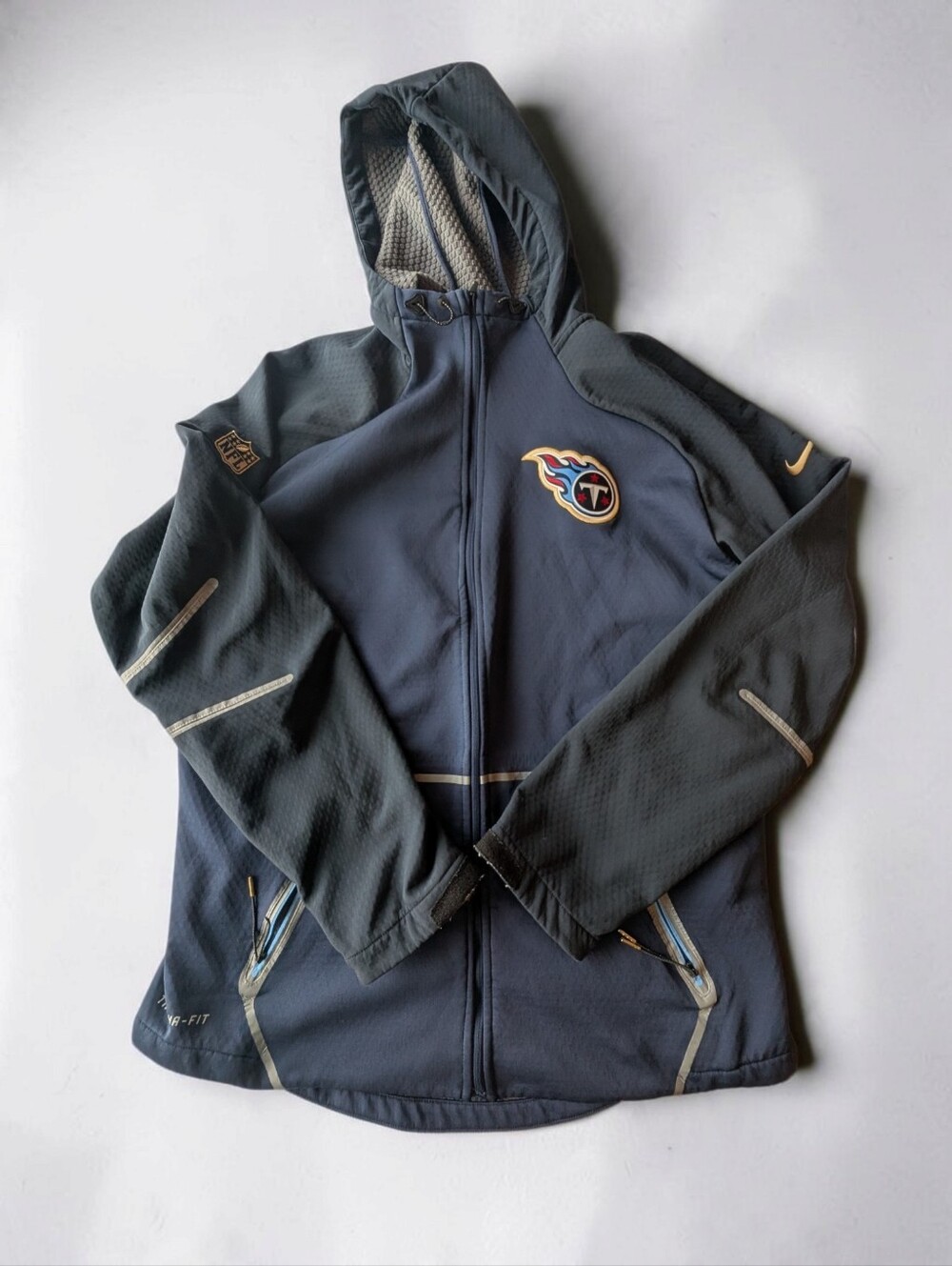 Nike NFL On-Field Therma-FIT Tennessee Titans Full Zip Hooded Jacket Mens L Navy